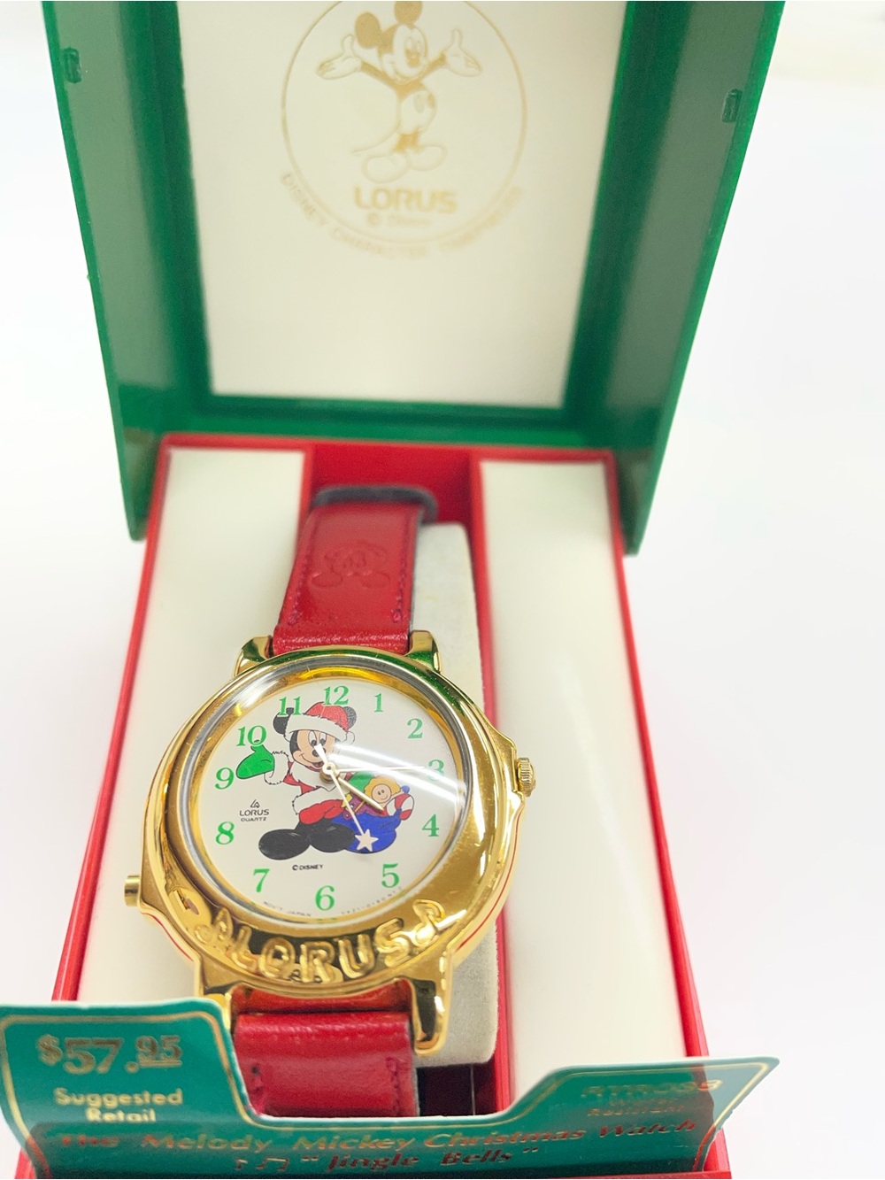 Lorus Red Mickey Mouse Holiday Leather Watch